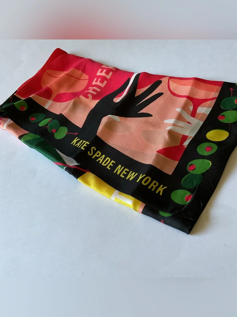 KATE SPADE DIRTY MARTINI SQUARE SILK SCARF NWOT